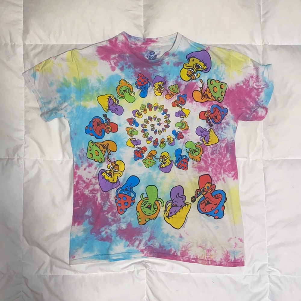 Liquid Blue Dancing Mushroom T Shirt